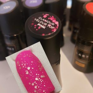 GLAMOUR VELOUR TOP PINK - TOP MATOWY Z DROBINĄ