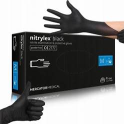 Rękawiczki Nitrylowe Czarne roz. M 100 szt. Mercator